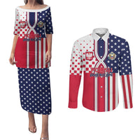 Personalized Polish American Heritage Month Couples Matching Puletasi and Long Sleeve Button Shirt Unique Style - Wonder Print Shop