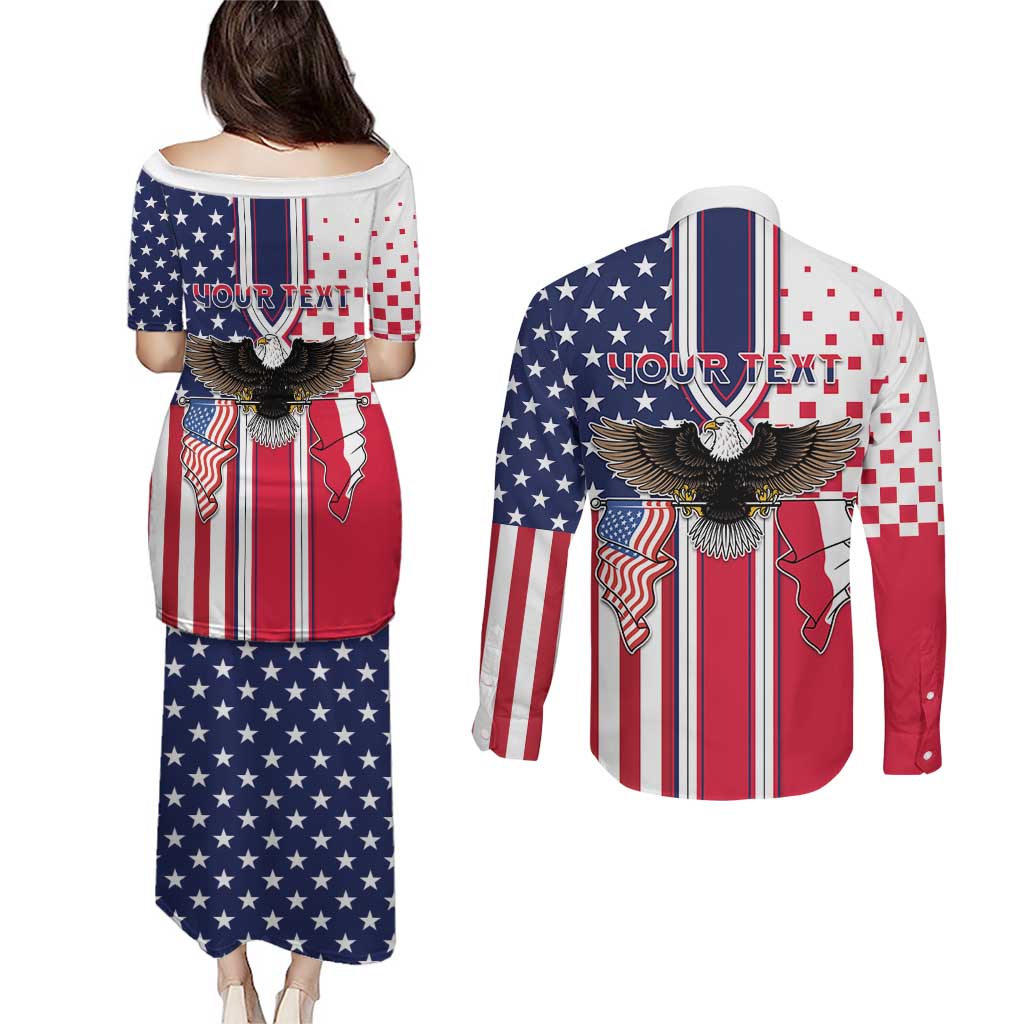 Personalized Polish American Heritage Month Couples Matching Puletasi and Long Sleeve Button Shirt Unique Style - Wonder Print Shop