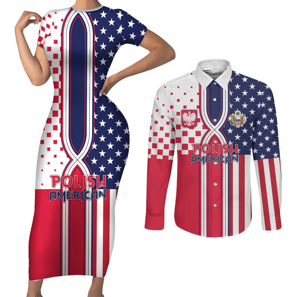 Personalized Polish American Heritage Month Couples Matching Short Sleeve Bodycon Dress and Long Sleeve Button Shirt Unique Style - Wonder Print Shop