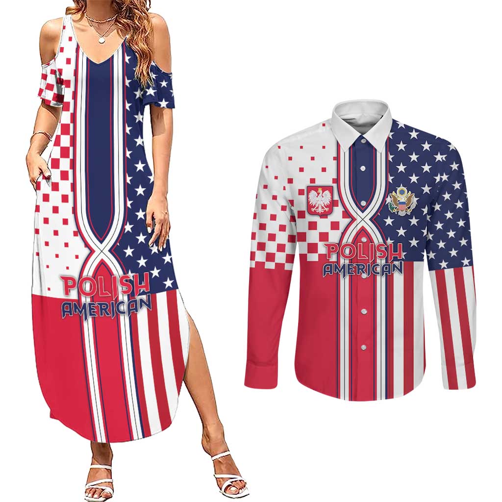 Personalized Polish American Heritage Month Couples Matching Summer Maxi Dress and Long Sleeve Button Shirt Unique Style - Wonder Print Shop