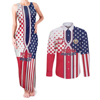 Personalized Polish American Heritage Month Couples Matching Tank Maxi Dress and Long Sleeve Button Shirt Unique Style - Wonder Print Shop