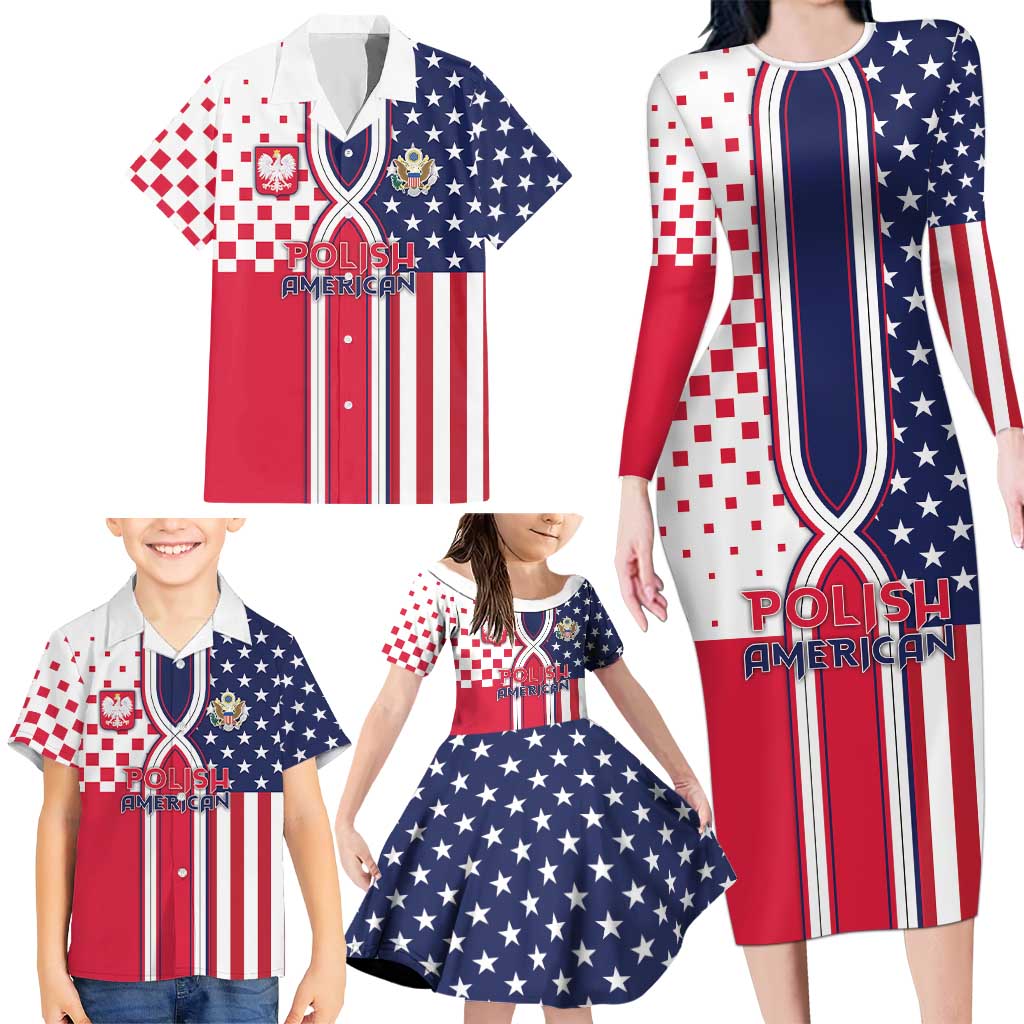 Personalized Polish American Heritage Month Family Matching Long Sleeve Bodycon Dress and Hawaiian Shirt Unique Style - Wonder Print Shop