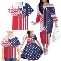 Personalized Polish American Heritage Month Family Matching Off The Shoulder Long Sleeve Dress and Hawaiian Shirt Unique Style - Wonder Print Shop