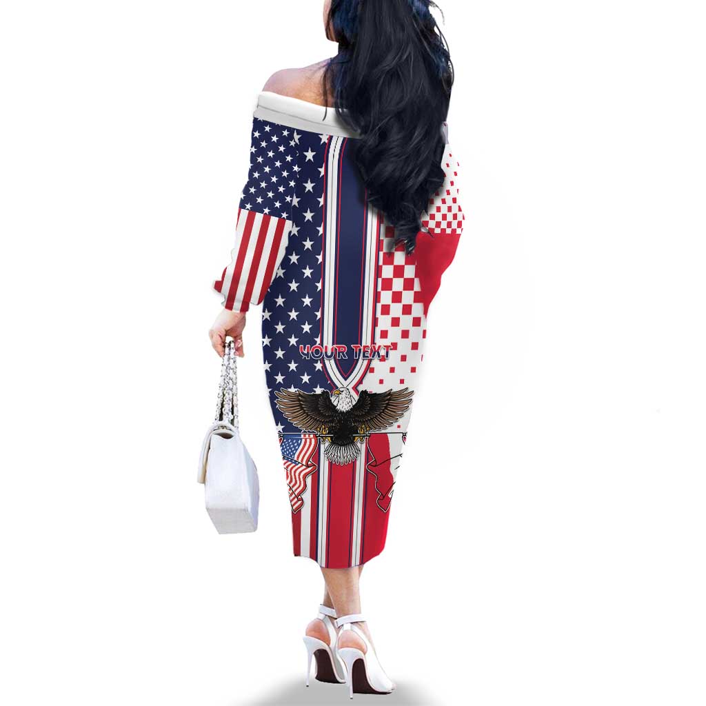 Personalized Polish American Heritage Month Family Matching Off The Shoulder Long Sleeve Dress and Hawaiian Shirt Unique Style - Wonder Print Shop