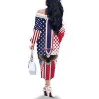 Personalized Polish American Heritage Month Family Matching Off The Shoulder Long Sleeve Dress and Hawaiian Shirt Unique Style - Wonder Print Shop
