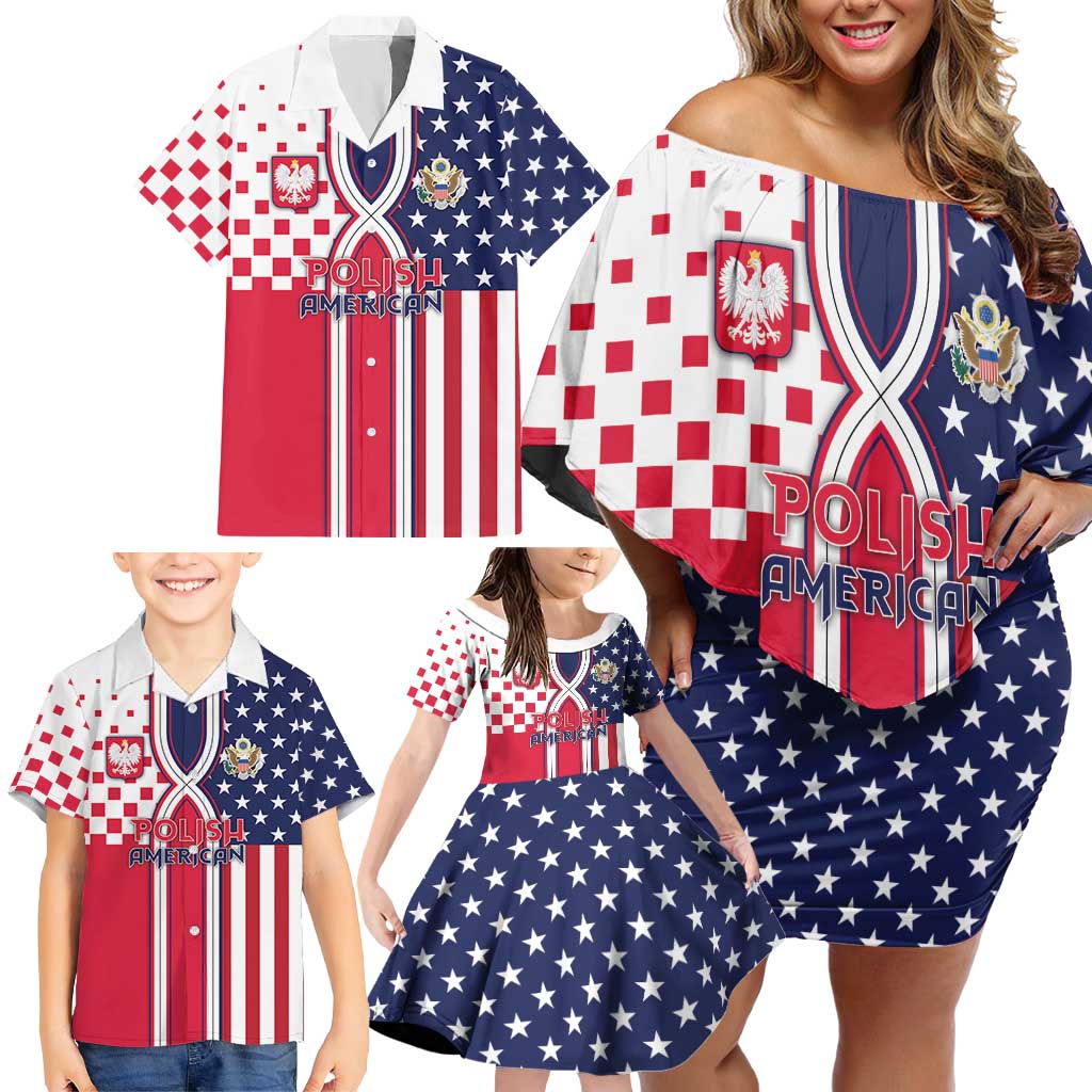 Personalized Polish American Heritage Month Family Matching Off Shoulder Short Dress and Hawaiian Shirt Unique Style - Wonder Print Shop