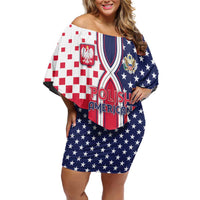 Personalized Polish American Heritage Month Family Matching Off Shoulder Short Dress and Hawaiian Shirt Unique Style - Wonder Print Shop