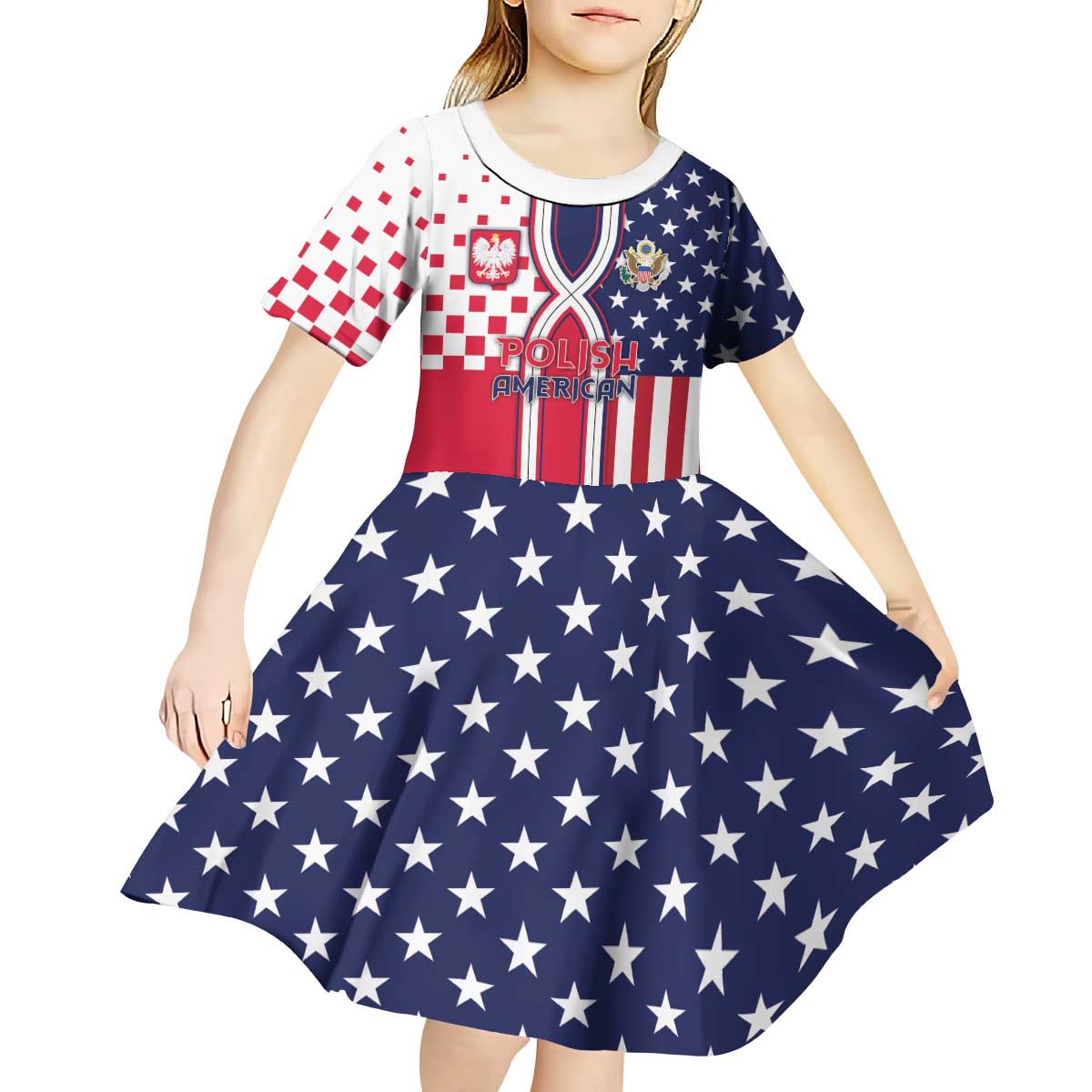 Personalized Polish American Heritage Month Kid Short Sleeve Dress Unique Style - Wonder Print Shop