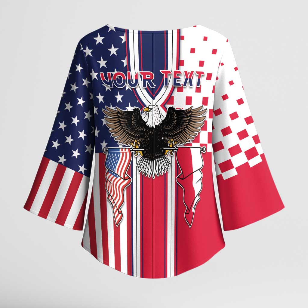 Personalized Polish American Heritage Month Kimono Sleeve Blouse Unique Style - Wonder Print Shop