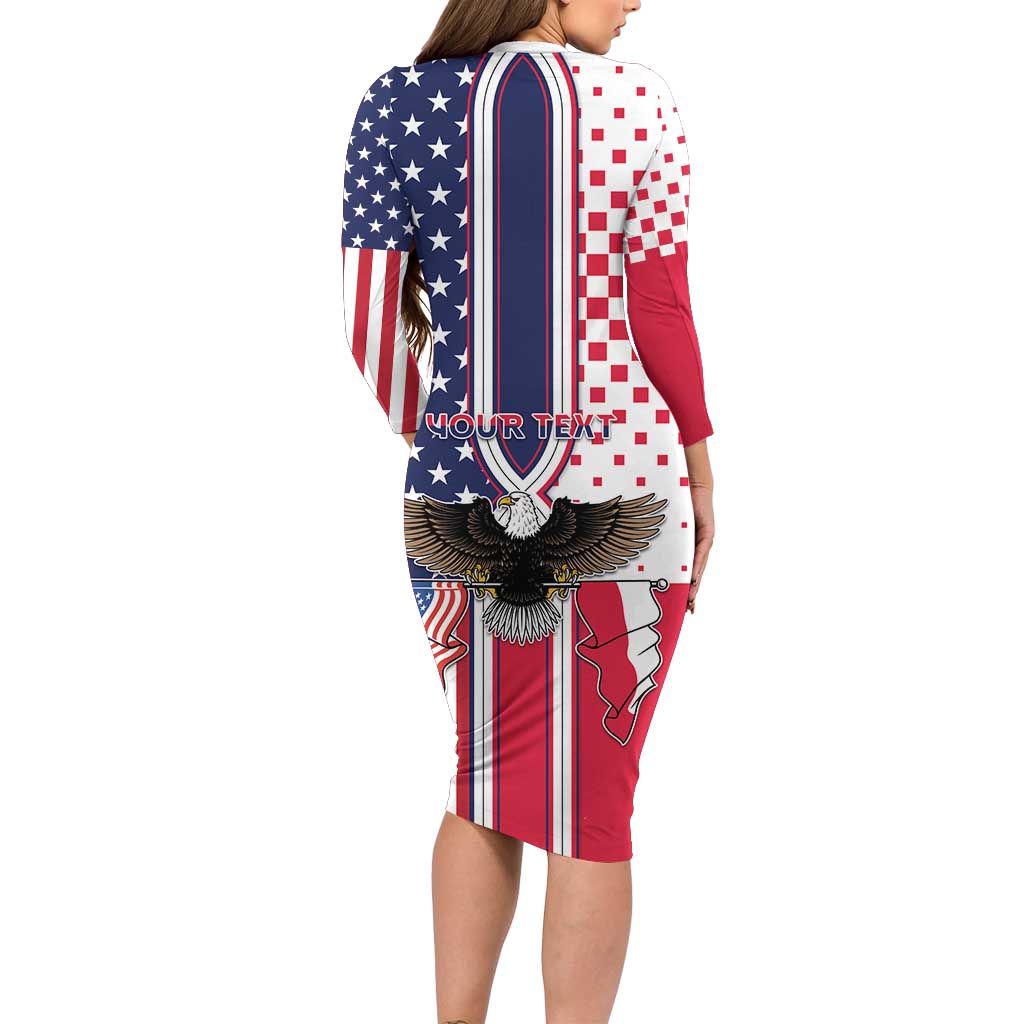 Personalized Polish American Heritage Month Long Sleeve Bodycon Dress Unique Style - Wonder Print Shop