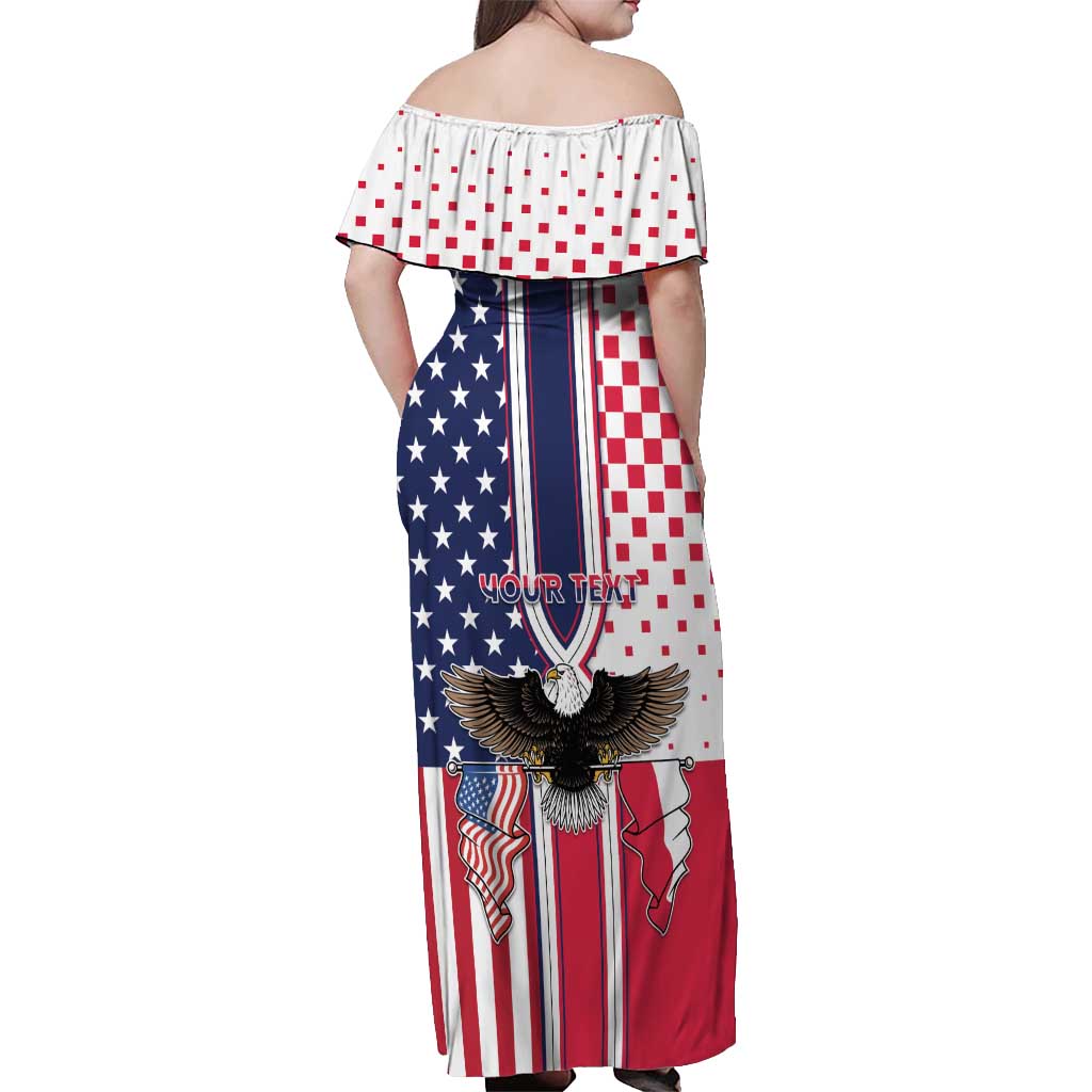 Personalized Polish American Heritage Month Off Shoulder Maxi Dress Unique Style - Wonder Print Shop