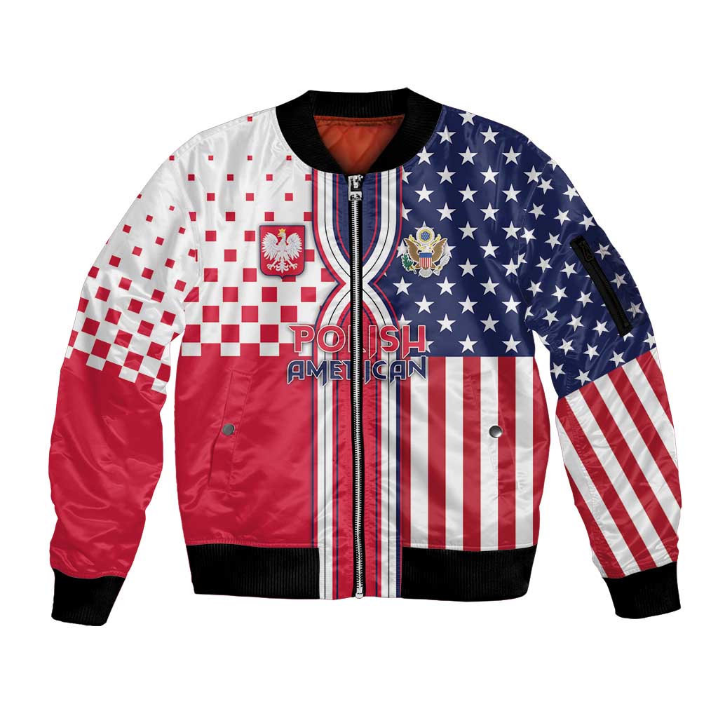 Personalized Polish American Heritage Month Sleeve Zip Bomber Jacket Unique Style - Wonder Print Shop