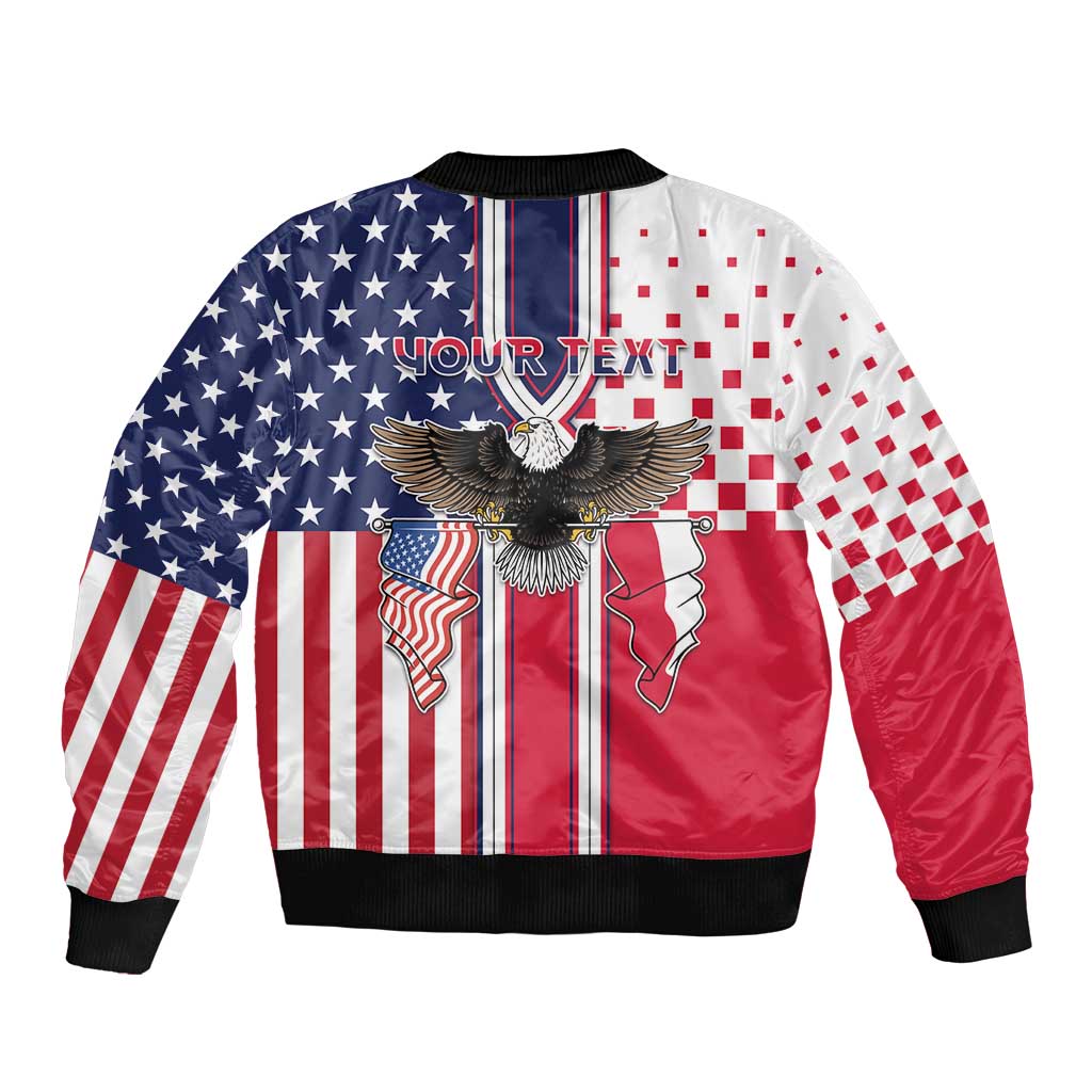 Personalized Polish American Heritage Month Sleeve Zip Bomber Jacket Unique Style - Wonder Print Shop