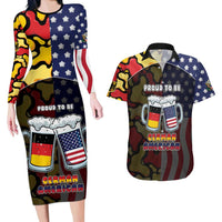 Personalized Germany American Heritage Month Couples Matching Long Sleeve Bodycon Dress and Hawaiian Shirt Beer Funny Style - Wonder Print Shop