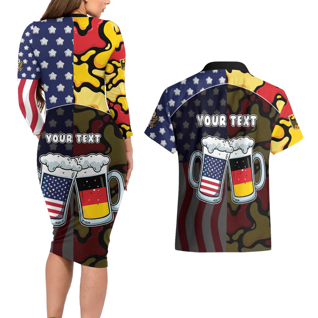 Personalized Germany American Heritage Month Couples Matching Long Sleeve Bodycon Dress and Hawaiian Shirt Beer Funny Style - Wonder Print Shop