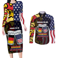 Personalized Germany American Heritage Month Couples Matching Long Sleeve Bodycon Dress and Long Sleeve Button Shirt Beer Funny Style - Wonder Print Shop
