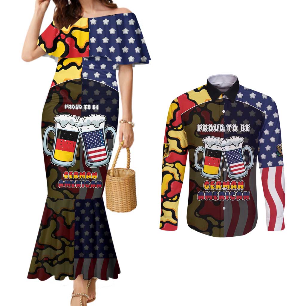 Personalized Germany American Heritage Month Couples Matching Mermaid Dress and Long Sleeve Button Shirt Beer Funny Style - Wonder Print Shop