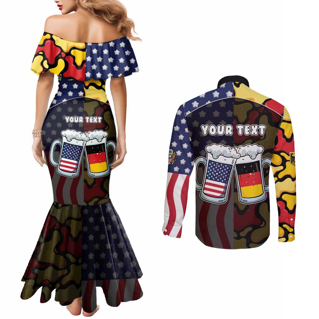 Personalized Germany American Heritage Month Couples Matching Mermaid Dress and Long Sleeve Button Shirt Beer Funny Style - Wonder Print Shop