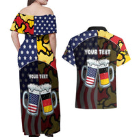 Personalized Germany American Heritage Month Couples Matching Off Shoulder Maxi Dress and Hawaiian Shirt Beer Funny Style - Wonder Print Shop