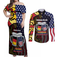 Personalized Germany American Heritage Month Couples Matching Off Shoulder Maxi Dress and Long Sleeve Button Shirt Beer Funny Style - Wonder Print Shop