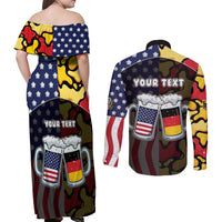 Personalized Germany American Heritage Month Couples Matching Off Shoulder Maxi Dress and Long Sleeve Button Shirt Beer Funny Style - Wonder Print Shop