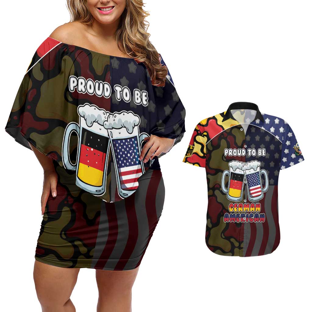 Personalized Germany American Heritage Month Couples Matching Off Shoulder Short Dress and Hawaiian Shirt Beer Funny Style - Wonder Print Shop
