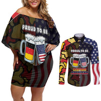 Personalized Germany American Heritage Month Couples Matching Off Shoulder Short Dress and Long Sleeve Button Shirt Beer Funny Style - Wonder Print Shop