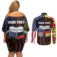 Personalized Germany American Heritage Month Couples Matching Off Shoulder Short Dress and Long Sleeve Button Shirt Beer Funny Style - Wonder Print Shop
