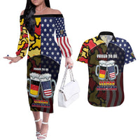 Personalized Germany American Heritage Month Couples Matching Off The Shoulder Long Sleeve Dress and Hawaiian Shirt Beer Funny Style - Wonder Print Shop