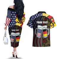 Personalized Germany American Heritage Month Couples Matching Off The Shoulder Long Sleeve Dress and Hawaiian Shirt Beer Funny Style - Wonder Print Shop