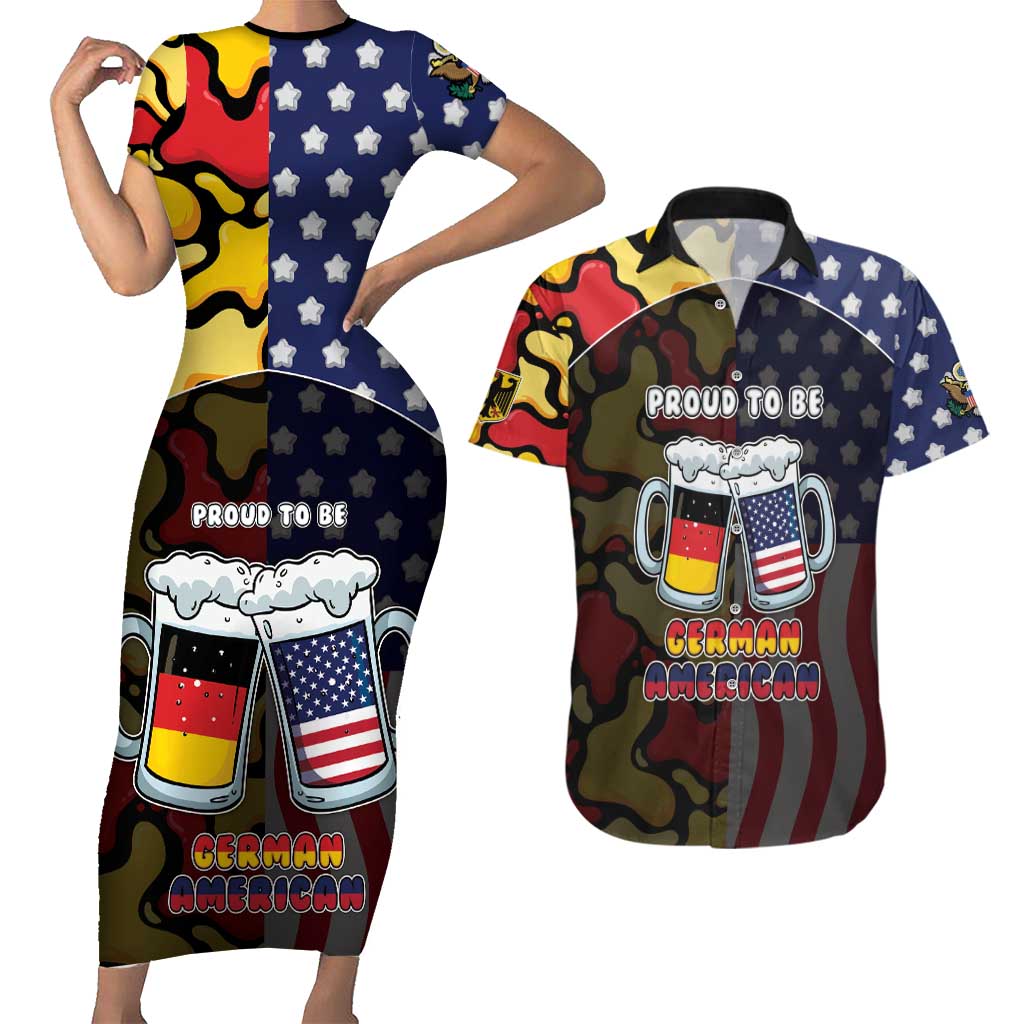 Personalized Germany American Heritage Month Couples Matching Short Sleeve Bodycon Dress and Hawaiian Shirt Beer Funny Style - Wonder Print Shop