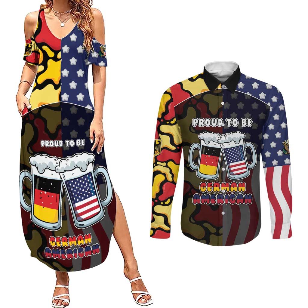Personalized Germany American Heritage Month Couples Matching Summer Maxi Dress and Long Sleeve Button Shirt Beer Funny Style - Wonder Print Shop
