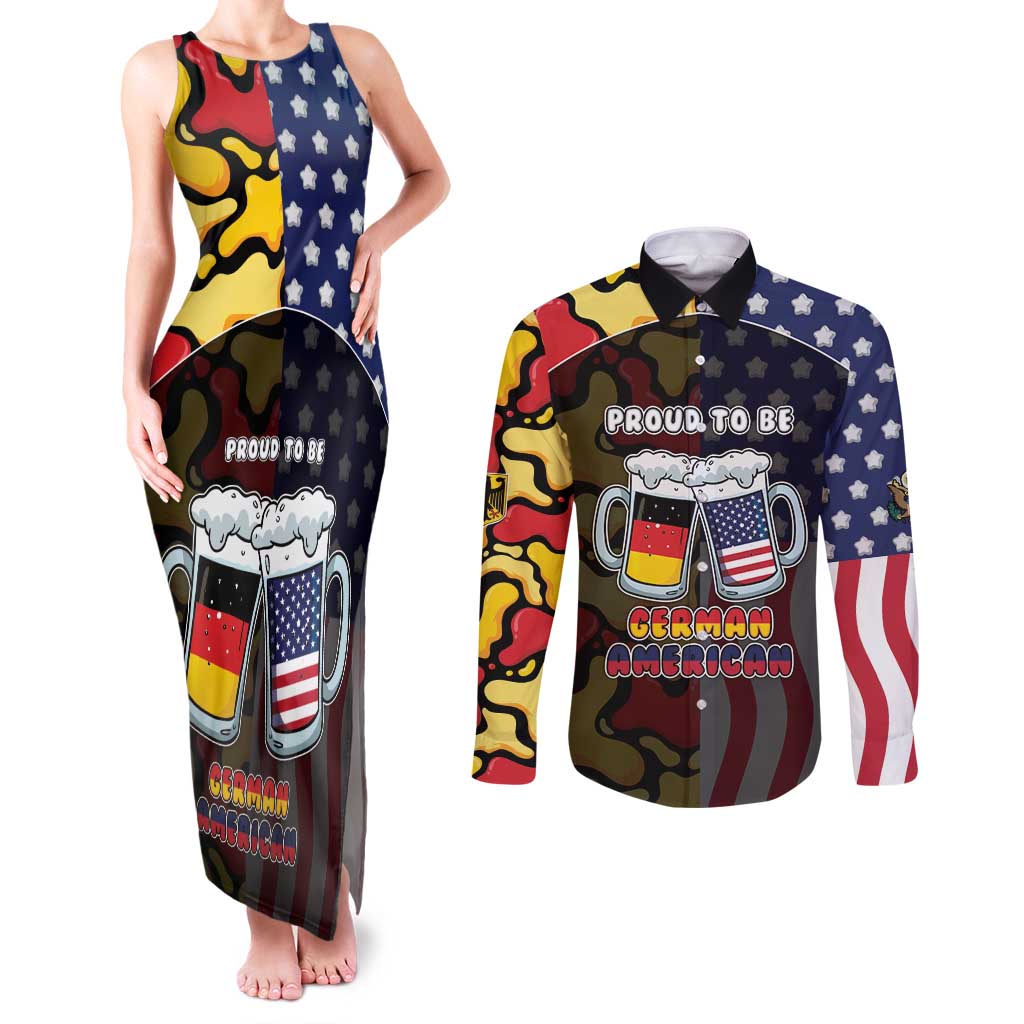 Personalized Germany American Heritage Month Couples Matching Tank Maxi Dress and Long Sleeve Button Shirt Beer Funny Style - Wonder Print Shop
