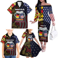 Personalized Germany American Heritage Month Family Matching Off The Shoulder Long Sleeve Dress and Hawaiian Shirt Beer Funny Style - Wonder Print Shop