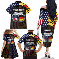Personalized Germany American Heritage Month Family Matching Off The Shoulder Long Sleeve Dress and Hawaiian Shirt Beer Funny Style - Wonder Print Shop