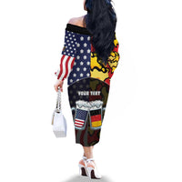 Personalized Germany American Heritage Month Family Matching Off The Shoulder Long Sleeve Dress and Hawaiian Shirt Beer Funny Style - Wonder Print Shop