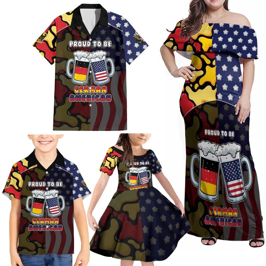Personalized Germany American Heritage Month Family Matching Off Shoulder Maxi Dress and Hawaiian Shirt Beer Funny Style - Wonder Print Shop
