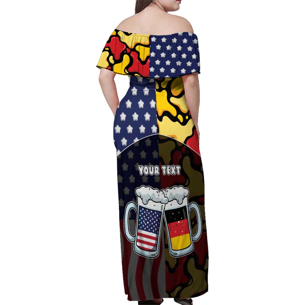 Personalized Germany American Heritage Month Family Matching Off Shoulder Maxi Dress and Hawaiian Shirt Beer Funny Style - Wonder Print Shop