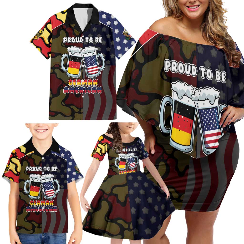 Personalized Germany American Heritage Month Family Matching Off Shoulder Short Dress and Hawaiian Shirt Beer Funny Style - Wonder Print Shop