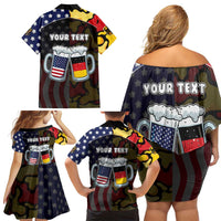 Personalized Germany American Heritage Month Family Matching Off Shoulder Short Dress and Hawaiian Shirt Beer Funny Style - Wonder Print Shop