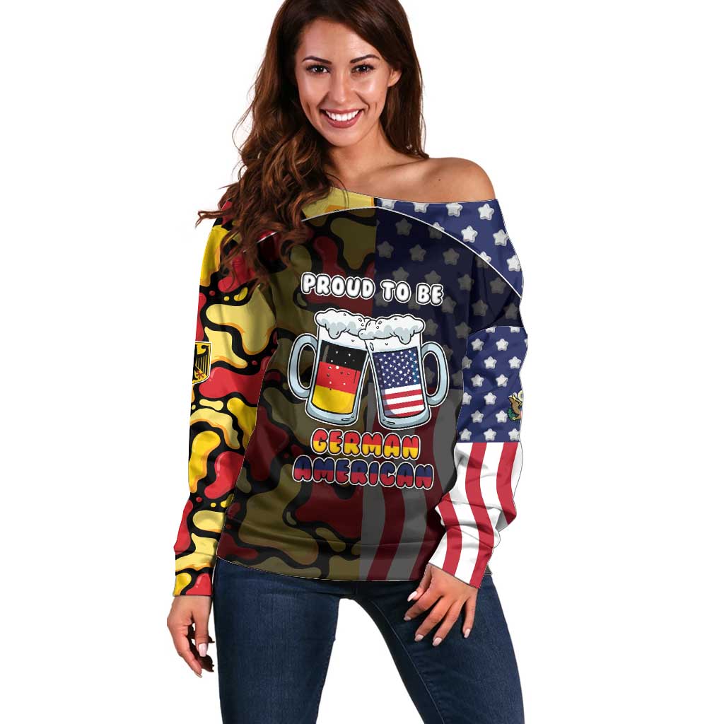 Personalized Germany American Heritage Month Off Shoulder Sweater Beer Funny Style - Wonder Print Shop