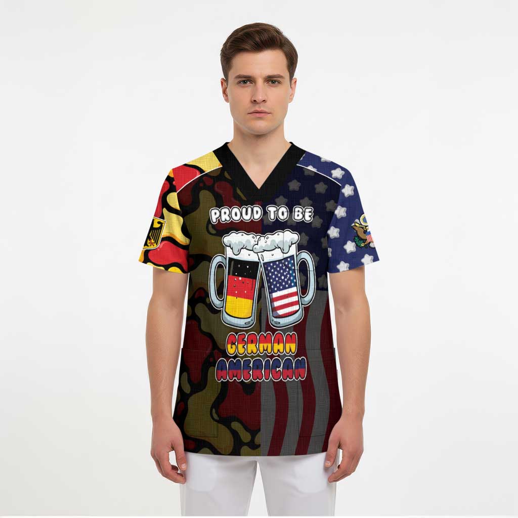 Personalized Germany American Heritage Month Scrub Top Beer Funny Style - Wonder Print Shop