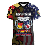 Personalized Germany American Heritage Month Women V-Neck T-Shirt Beer Funny Style - Wonder Print Shop