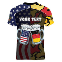 Personalized Germany American Heritage Month Women V-Neck T-Shirt Beer Funny Style - Wonder Print Shop