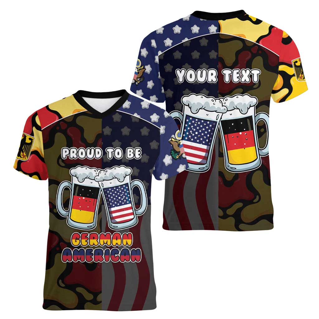 Personalized Germany American Heritage Month Women V-Neck T-Shirt Beer Funny Style - Wonder Print Shop