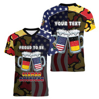 Personalized Germany American Heritage Month Women V-Neck T-Shirt Beer Funny Style - Wonder Print Shop