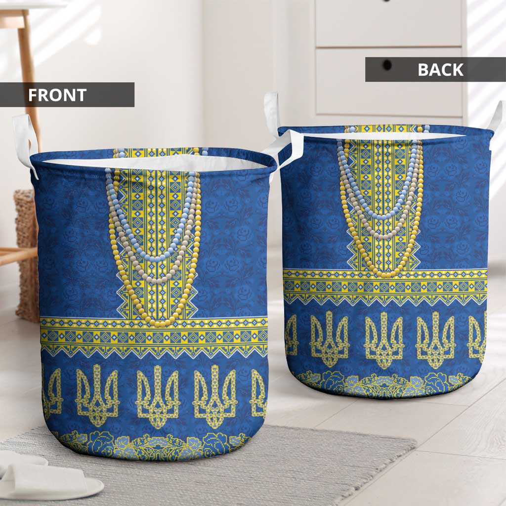 Ukraine Vyshyvanka Motif Laundry Basket Ukrainian Coat Of Arms Rose Patterns - Wonder Print Shop