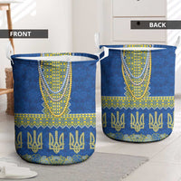 Ukraine Vyshyvanka Motif Laundry Basket Ukrainian Coat Of Arms Rose Patterns - Wonder Print Shop