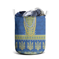 Ukraine Vyshyvanka Motif Laundry Basket Ukrainian Coat Of Arms Rose Patterns - Wonder Print Shop