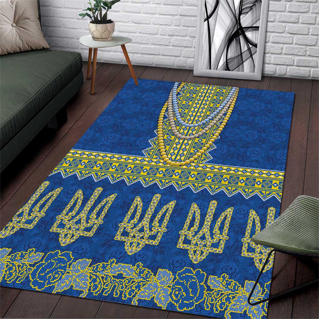 Ukraine Vyshyvanka Motif Area Rug Ukrainian Coat Of Arms Rose Patterns - Wonder Print Shop